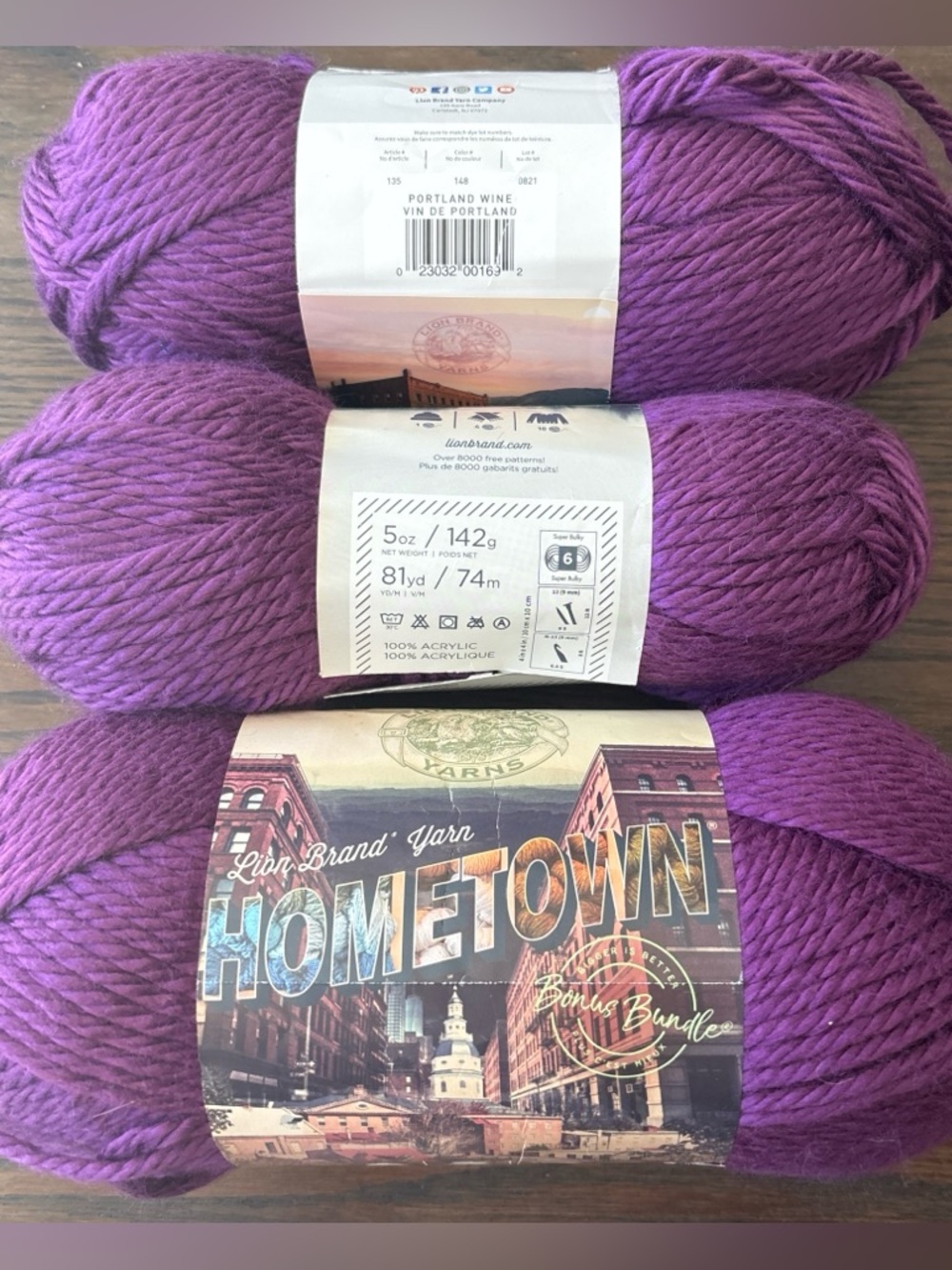 Lion Brand Hometown Yarn - Portland Wine Purple